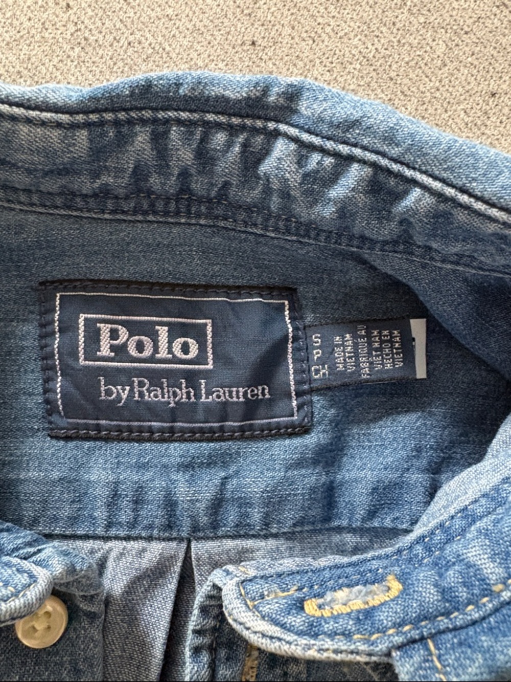 *flaw Polo Ralph Lauren Cropped Boxy Denim Shirt - Picture 2 of 6